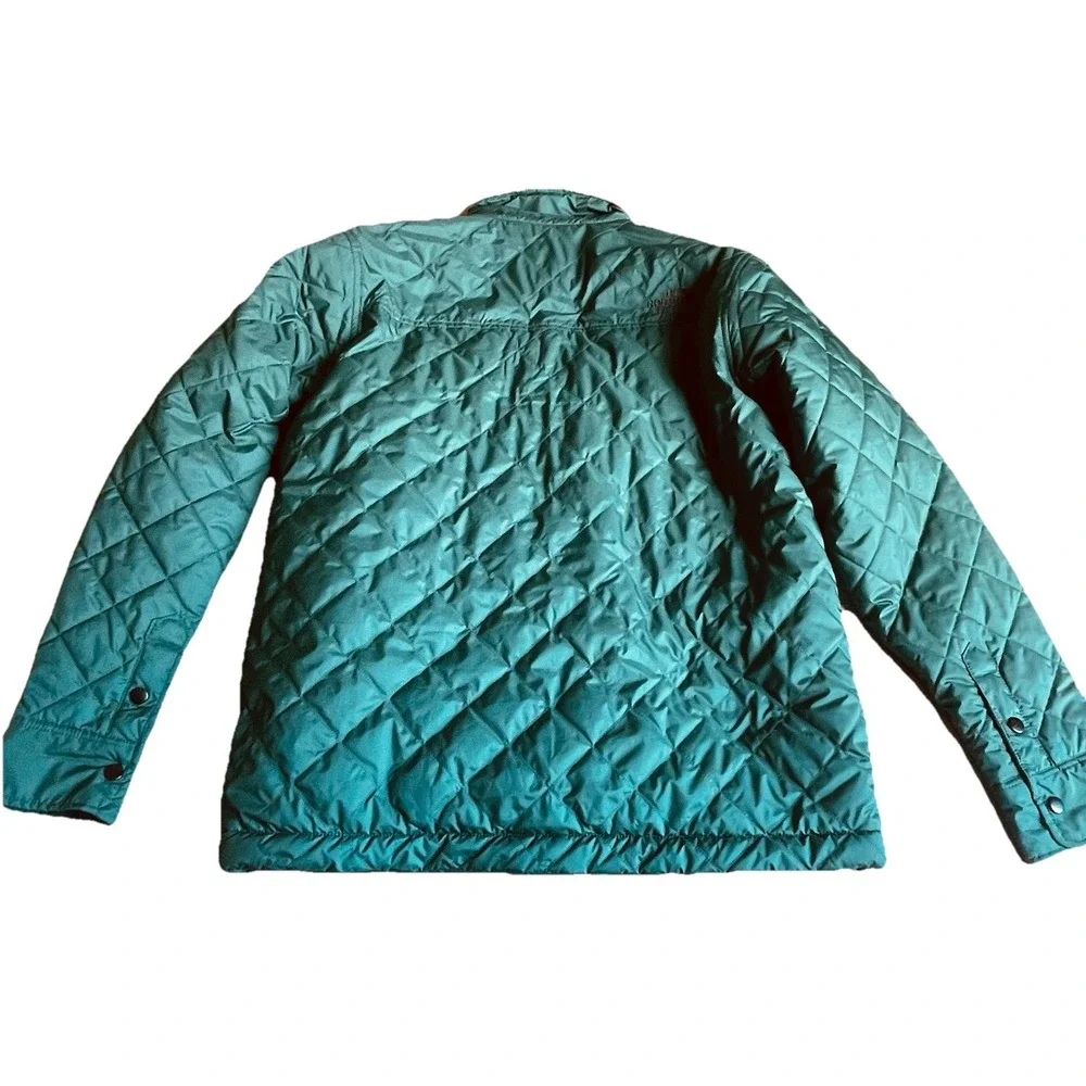 The North Face Jacket Mens Medium Green Quilted Snap Front Sherpa Lined Puffer